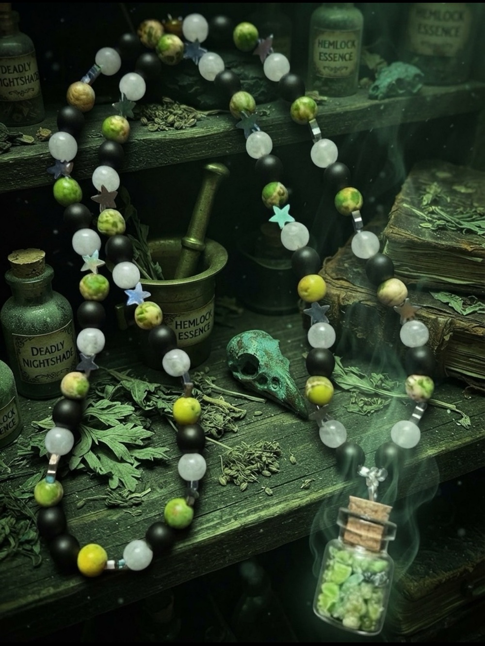 Poison Muck Stars Necklace (Imperial Jasper, Moonstone, Rainbow Hematite)